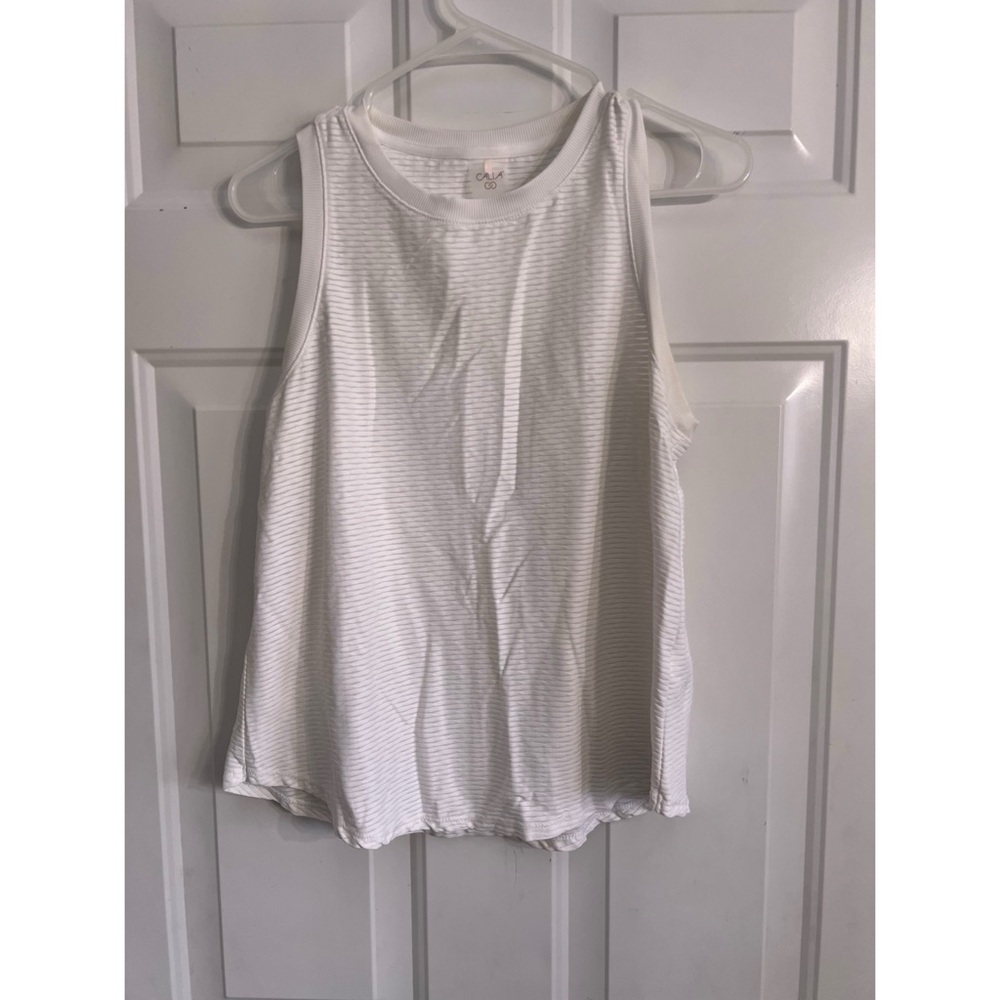 Calia Women's White Sleeveless Ribbed Tank Top